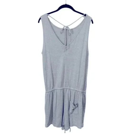 Prana Sylvie Romper Grey and White Stripe Women's Size Medium - Picture 5 of 7